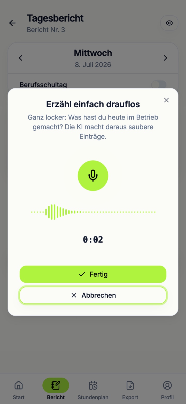 Logbook AI: writing a daily report entry